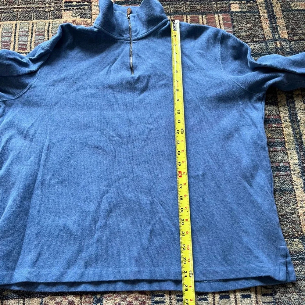 Vintage Polo Ralph Lauren Men's 100% Cotton Blue 1/4 Zip Sweater Size XL